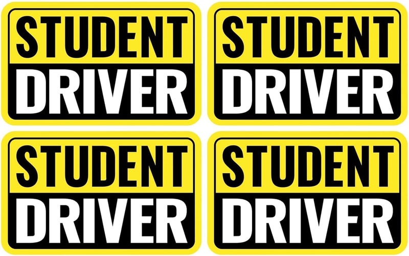 Foweroty 1|2|3|4 Pack Student Driver Sticker Magnet for Car, Weather-Resistant, Reflective, 5.71"*3.54" - Golden Ratio Dimension, 4pcs（Yellow/Black-Student） - Image 1